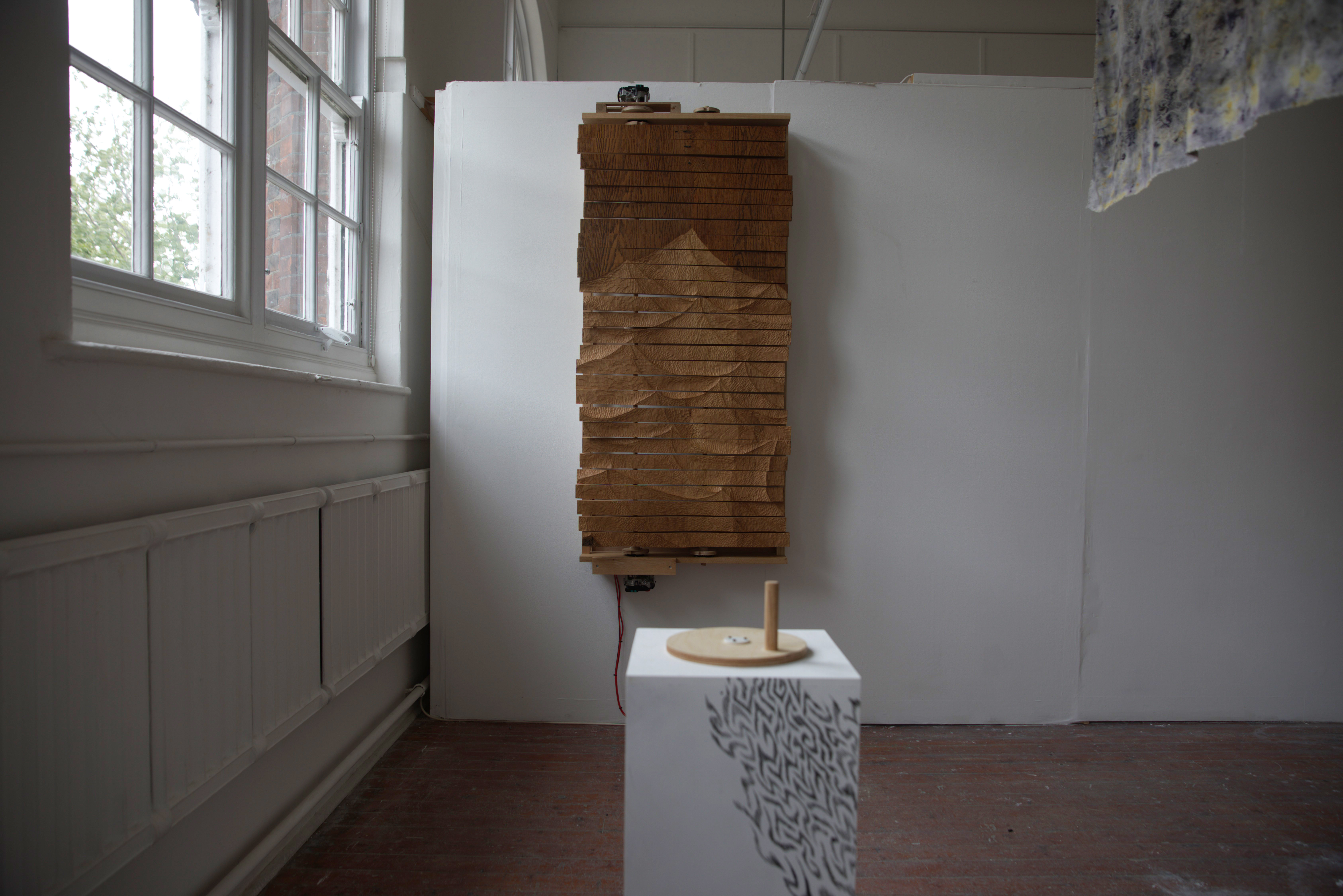 Image of my wave automaton up in the exhibtion